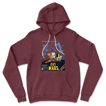 Cat Wars - May The Cat Mint Be With You Hoodie in Heather Maroon color